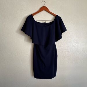 Soprano Blue Off the Shoulder Ruffled Mini Dress